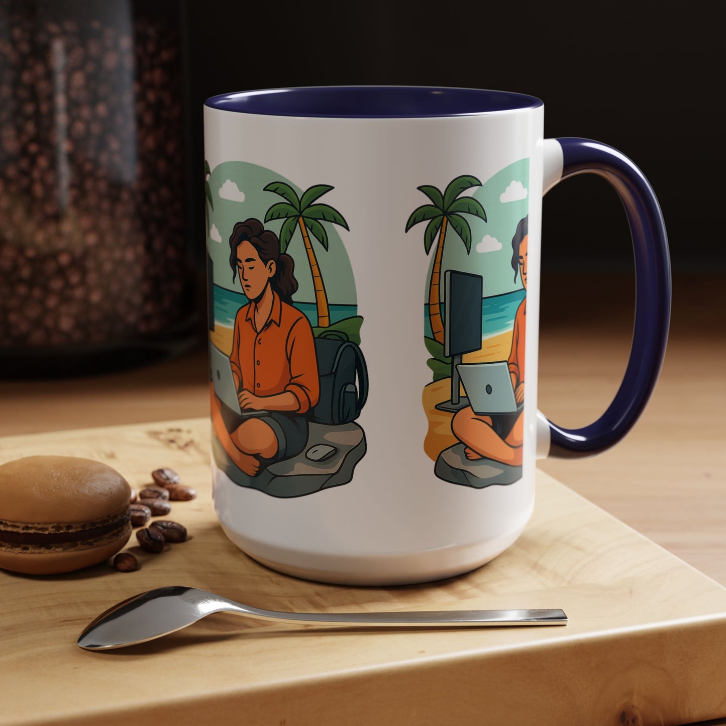 “Be Beautiful” Black-Trim Ceramic Coffee Mug
