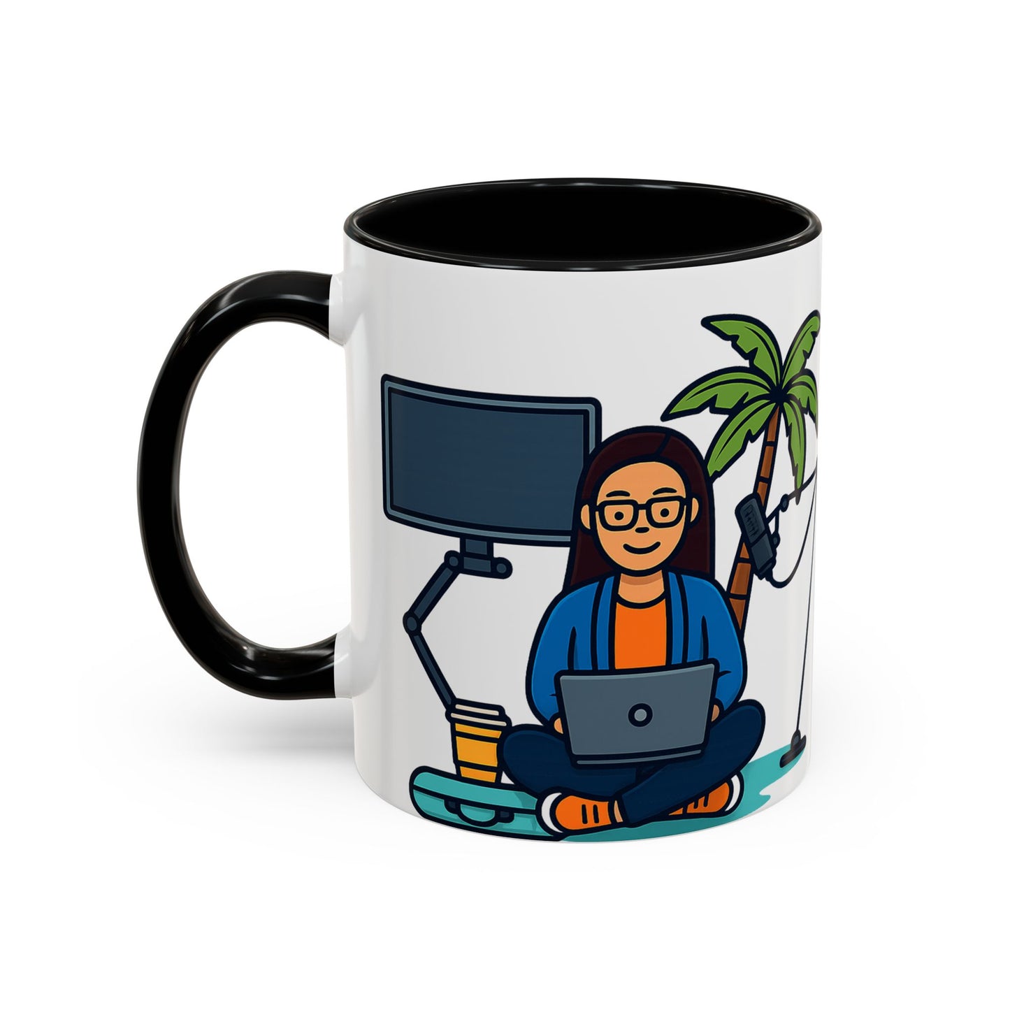 Island Podcast Coffee Mug Tropical Podcaster Illustration Ceramic Accent Mug