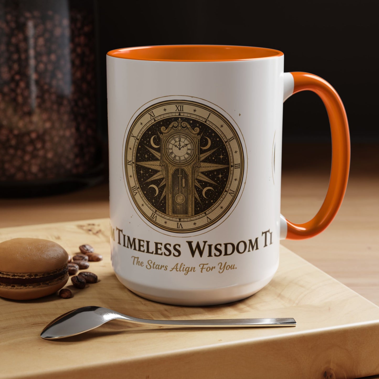 Vintage Celestial Clock Ceramic Coffee Mug | Timeless Wisdom Gift