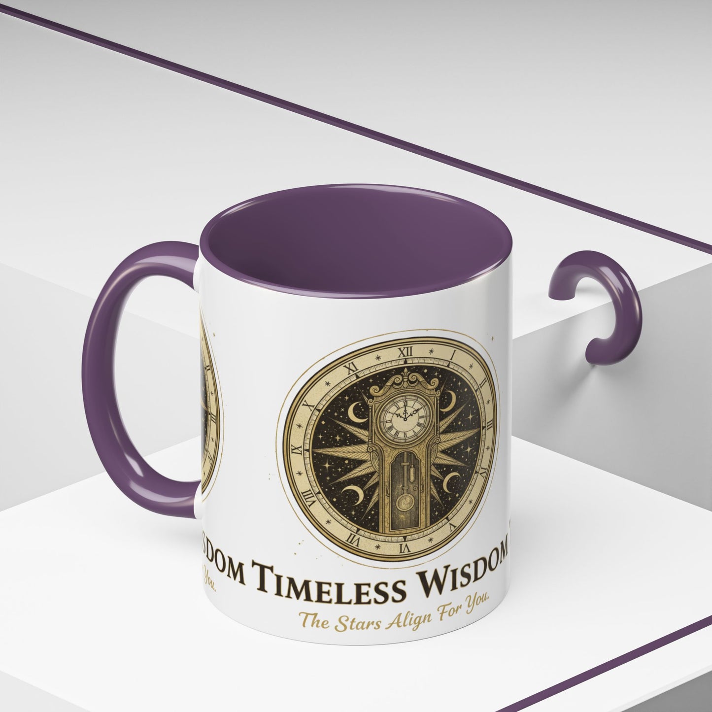 Vintage Celestial Clock Ceramic Coffee Mug | Timeless Wisdom Gift