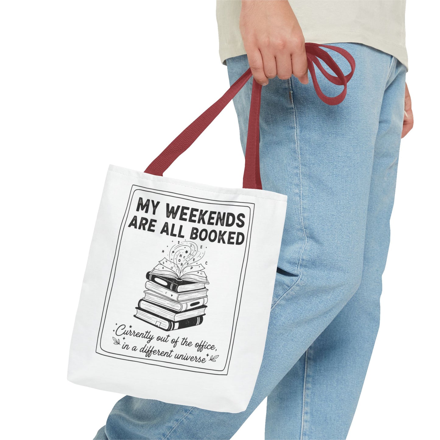 My Weekends Are All Booked Tote Bag | Funny Book Lover Gift | Bibliophile Aesthetic Canvas Bag | Literary Out of Office Tote