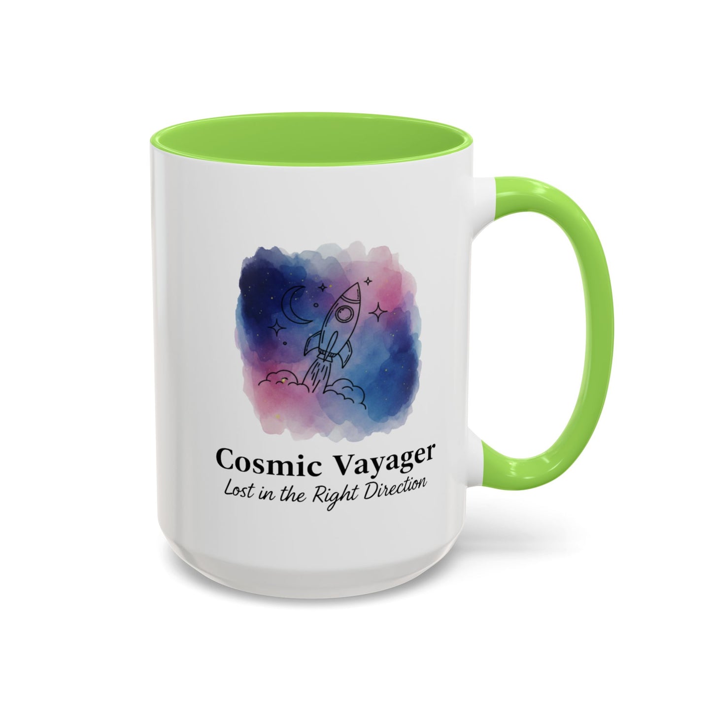 Cosmic Voyager Ceramic Coffee Mug – Space Rocket Art