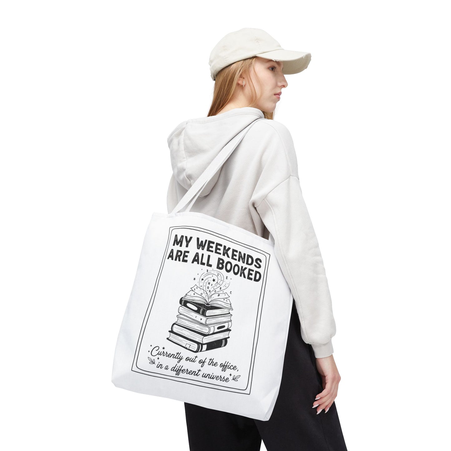 My Weekends Are All Booked Tote Bag | Funny Book Lover Gift | Bibliophile Aesthetic Canvas Bag | Literary Out of Office Tote