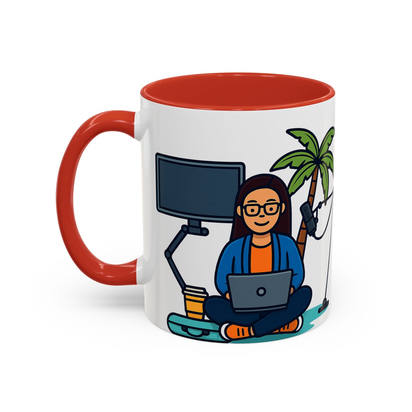Island Podcast Coffee Mug Tropical Podcaster Illustration Ceramic Accent Mug