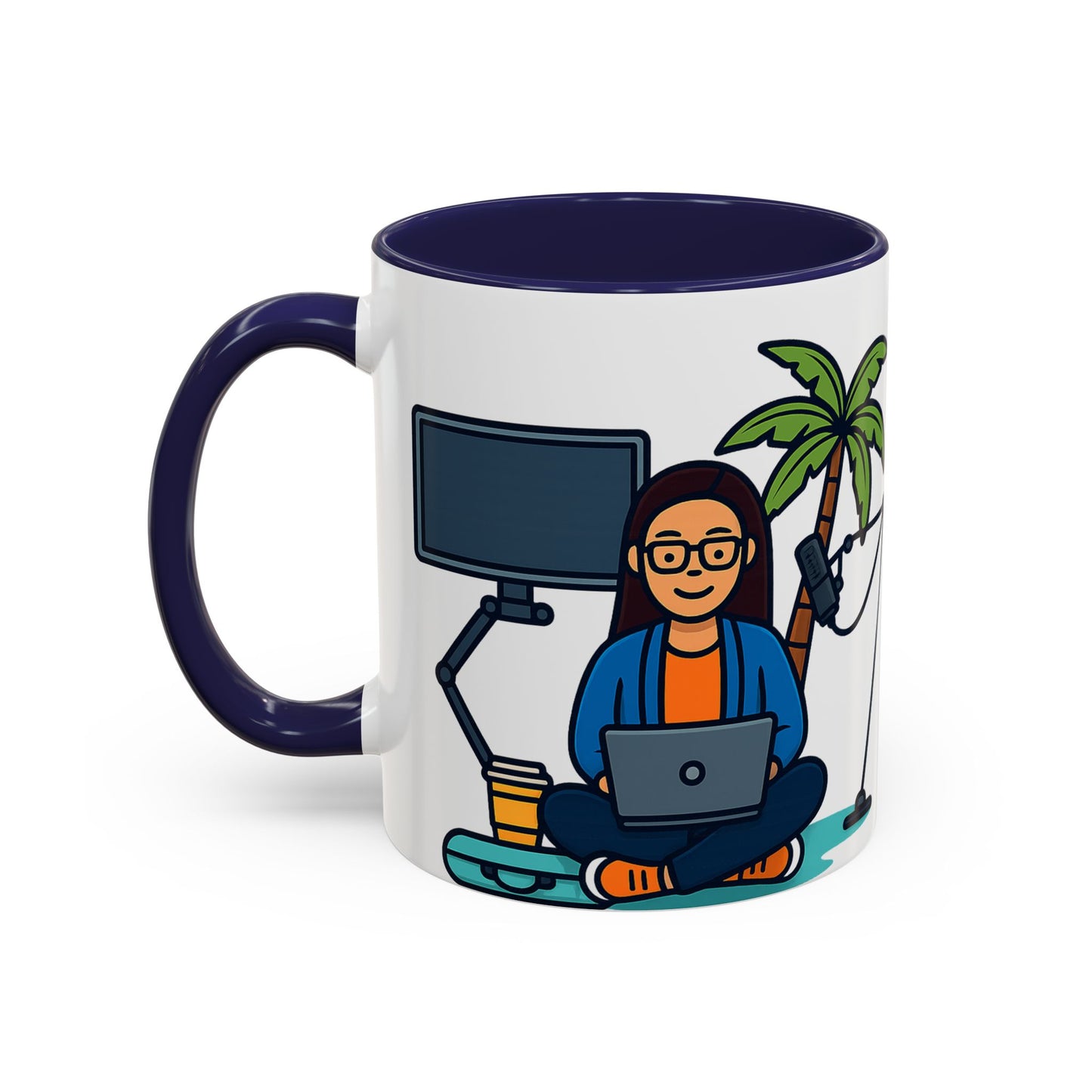 Island Podcast Coffee Mug Tropical Podcaster Illustration Ceramic Accent Mug