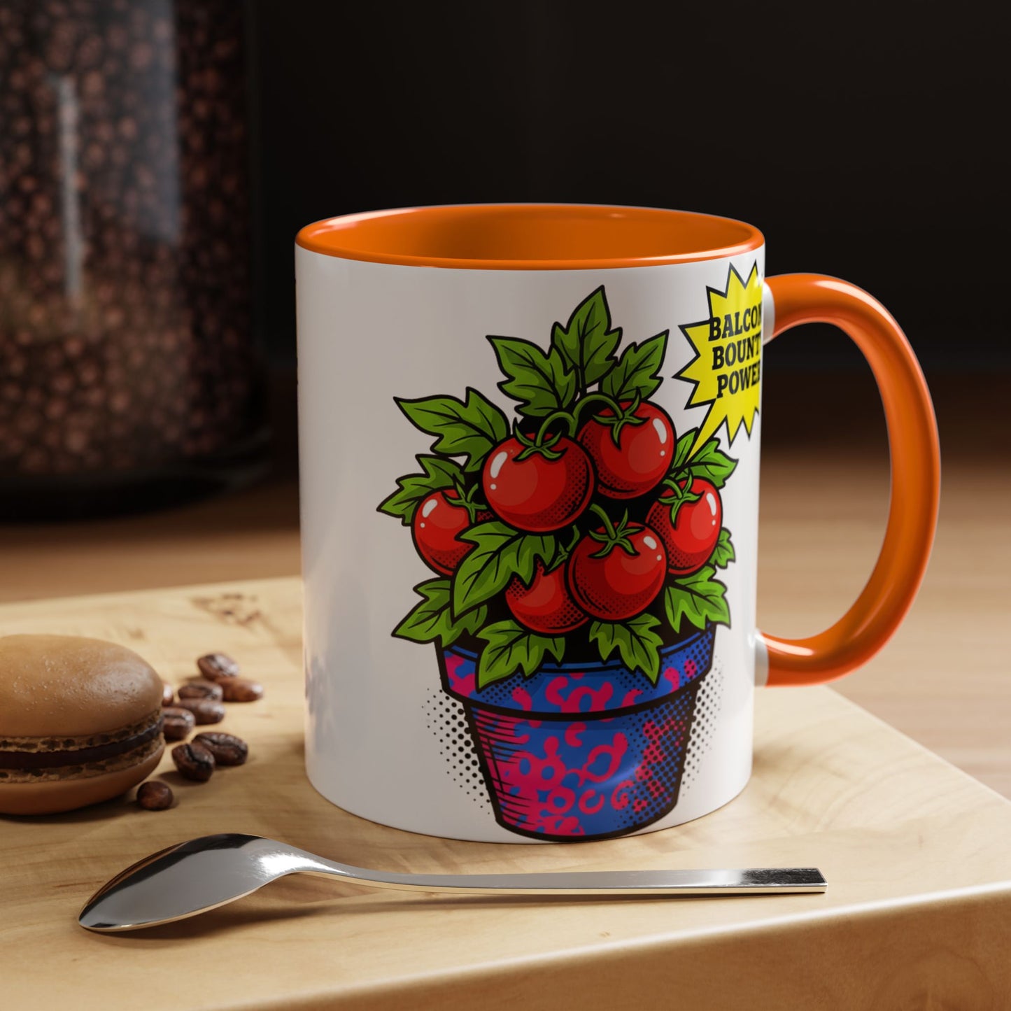 “Balcony Bounty Power!” Coffee Mug – Tomato Plant Garden Accent Mug