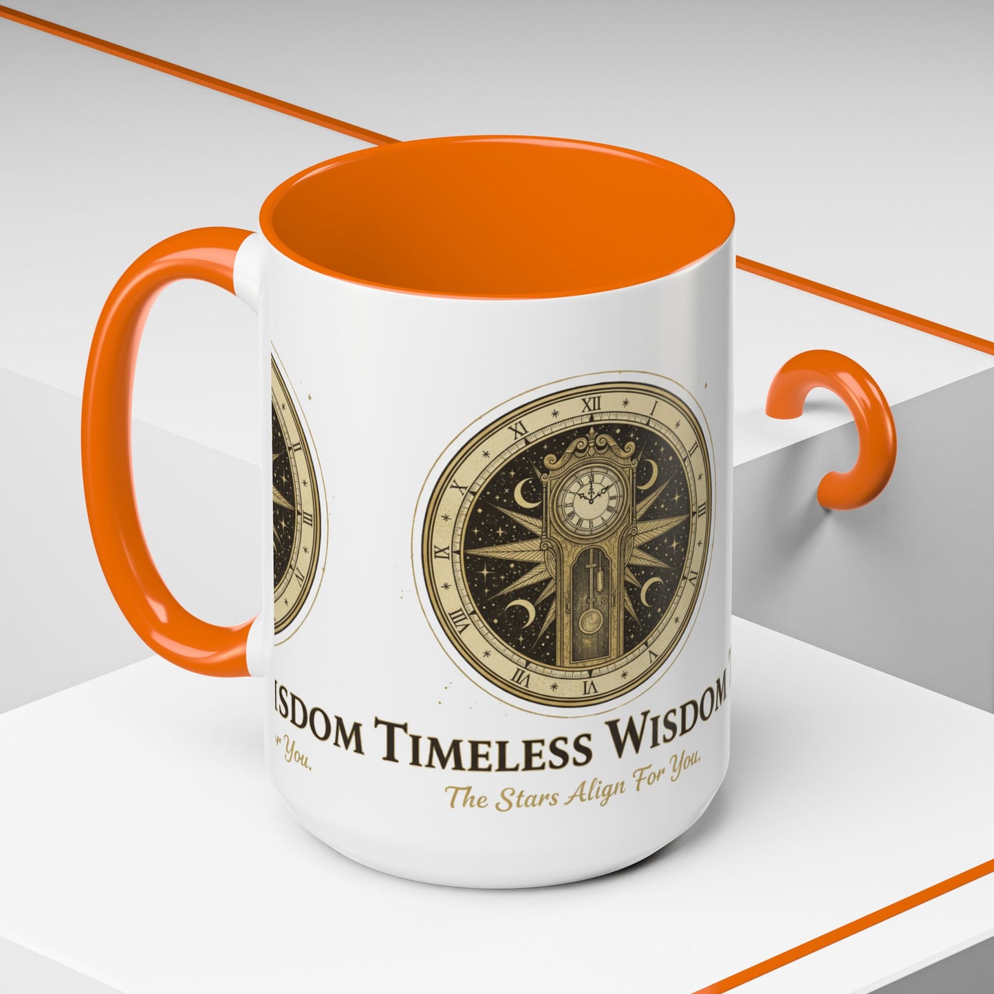 Vintage Celestial Clock Ceramic Coffee Mug | Timeless Wisdom Gift