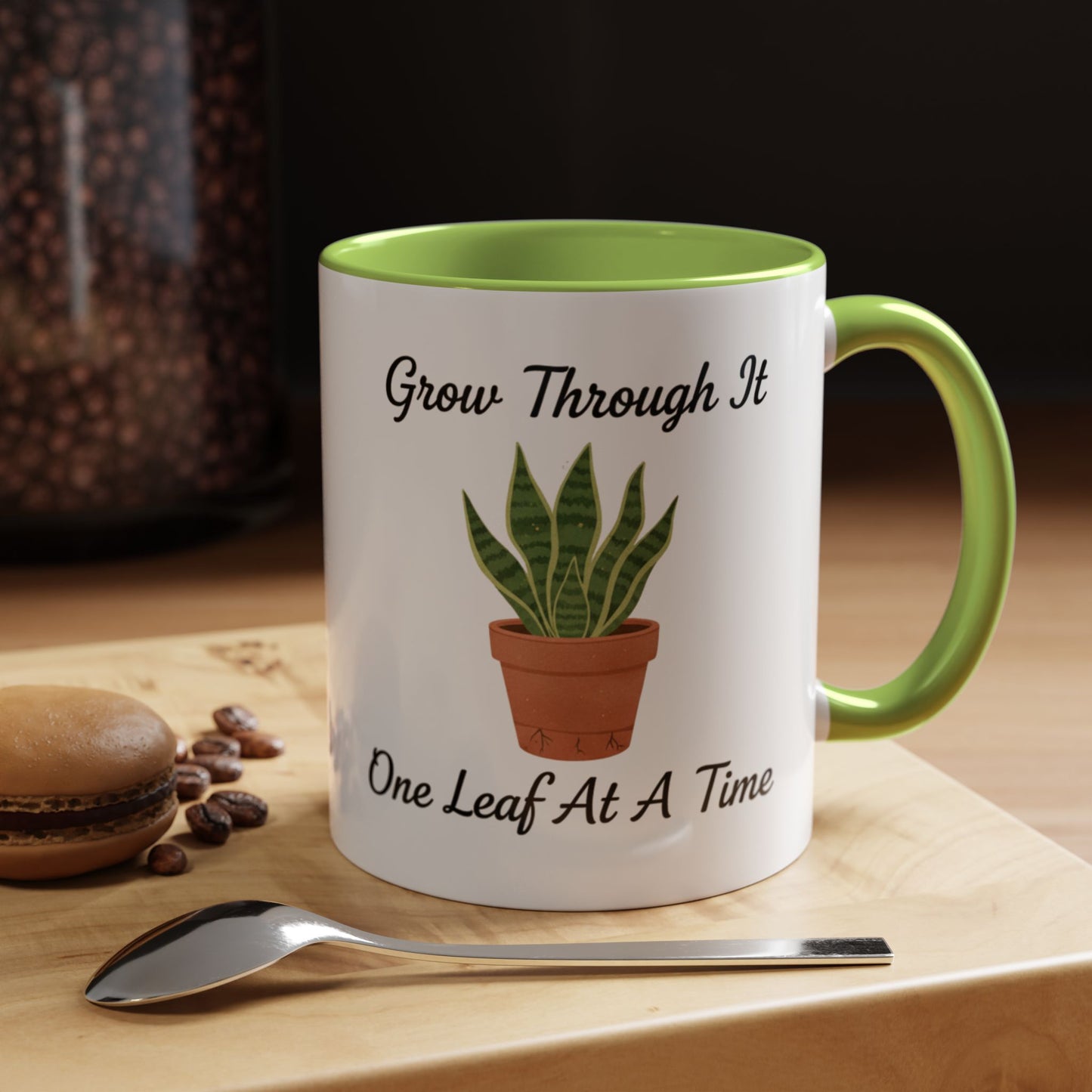 Grow Through It Coffee Mug “One Leaf At A Time” Plant Lover Ceramic Accent Mug