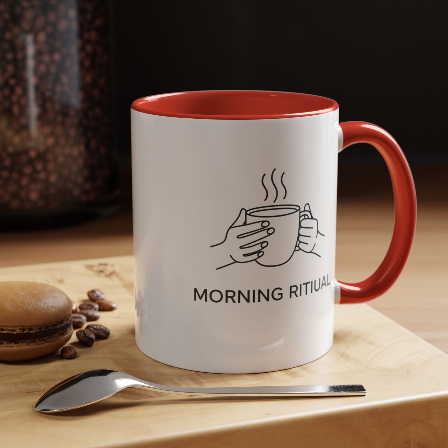 “Morning Ritual” Ceramic Coffee Mug, 11oz Accent Cup