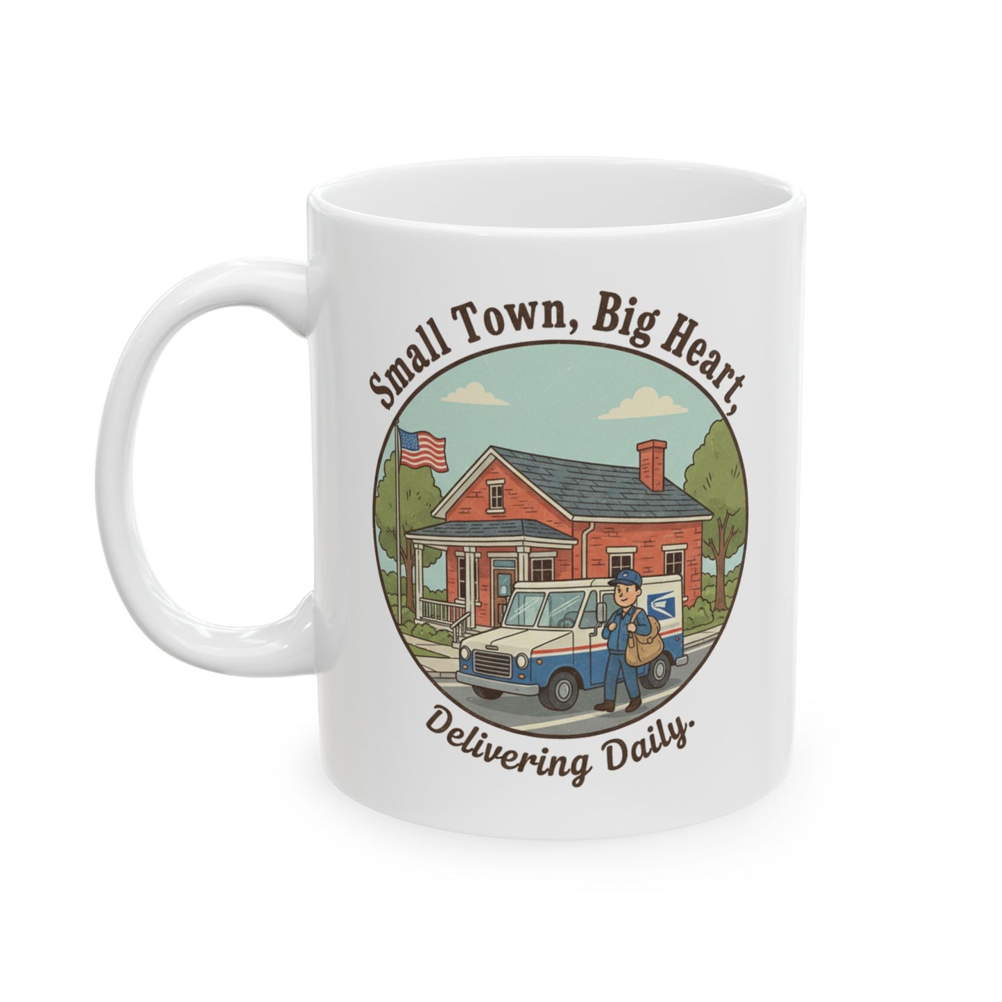Ceramic Coffee Mug – “Small Town, Big Heart” Scenic Village (11oz/15oz)