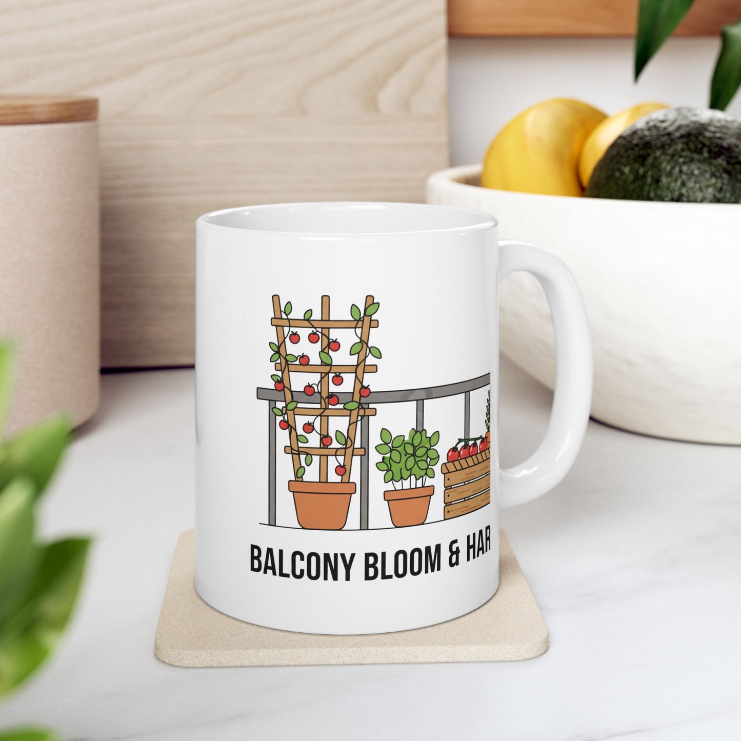 Farmers Market Harvest Mug Rustic Produce Stand Ceramic Coffee Cup