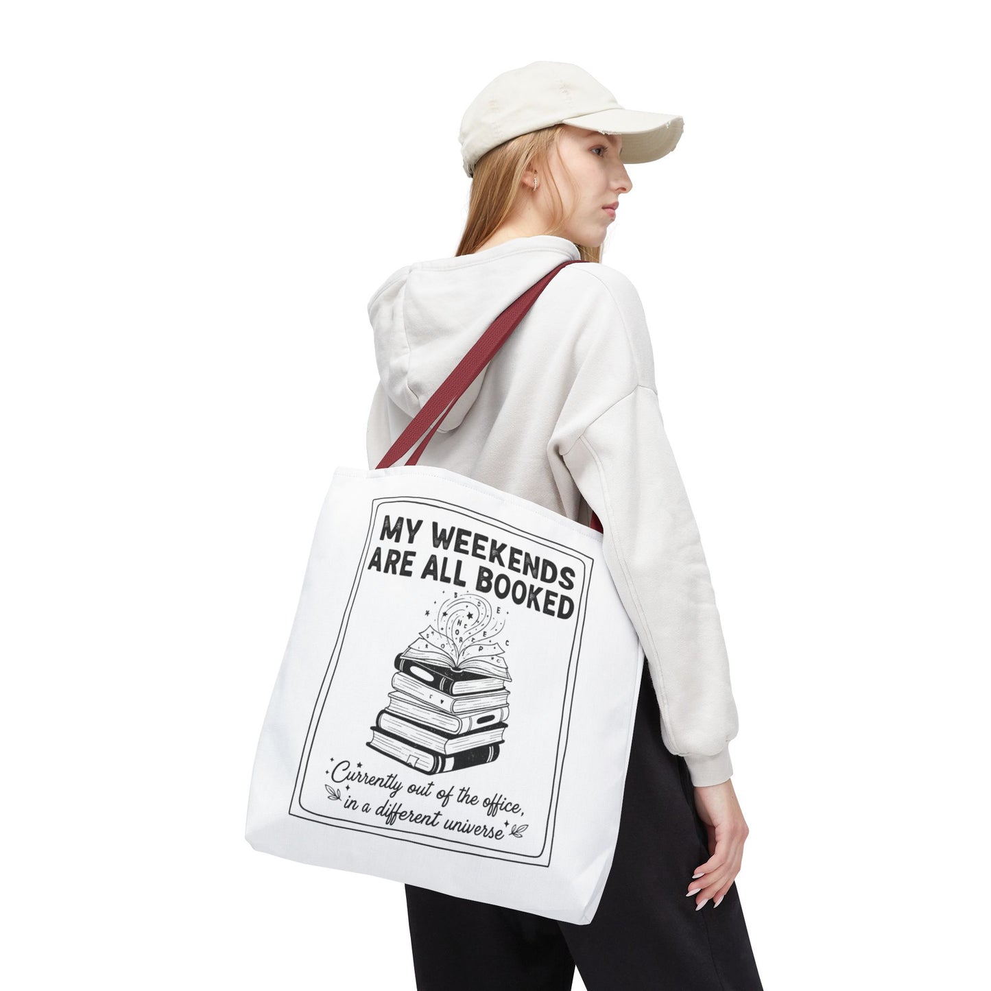 My Weekends Are All Booked Tote Bag | Funny Book Lover Gift | Bibliophile Aesthetic Canvas Bag | Literary Out of Office Tote