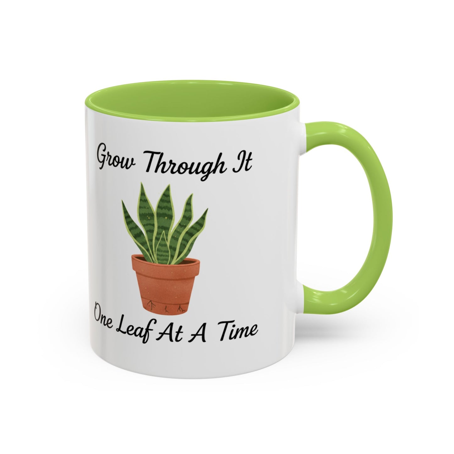 Grow Through It Coffee Mug “One Leaf At A Time” Plant Lover Ceramic Accent Mug
