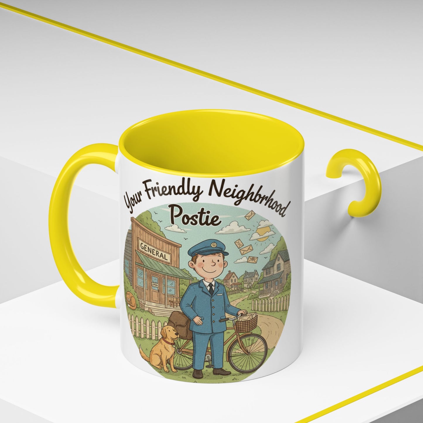 Cozy Neighborhood Coffee Mug Vintage Bike & Cottage Ceramic Accent Mug