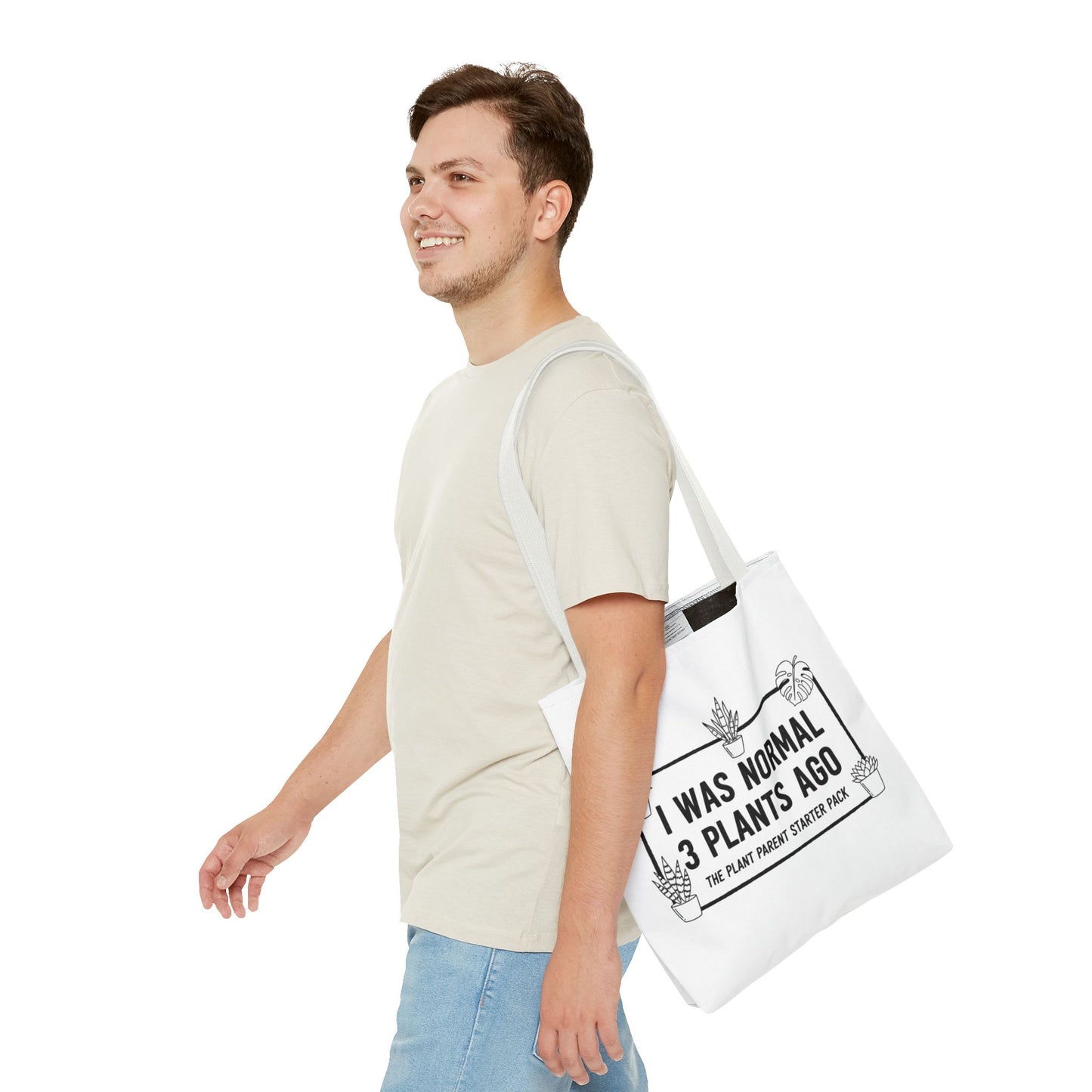 Funny Plant Parent Canvas Tote Bag | I Was Normal 3 Plants Ago Gift