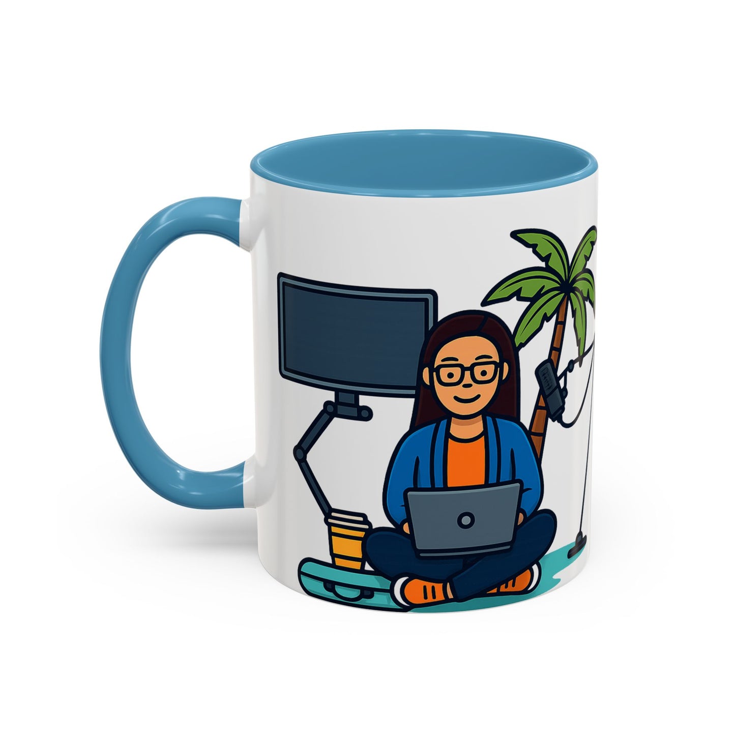 Island Podcast Coffee Mug Tropical Podcaster Illustration Ceramic Accent Mug