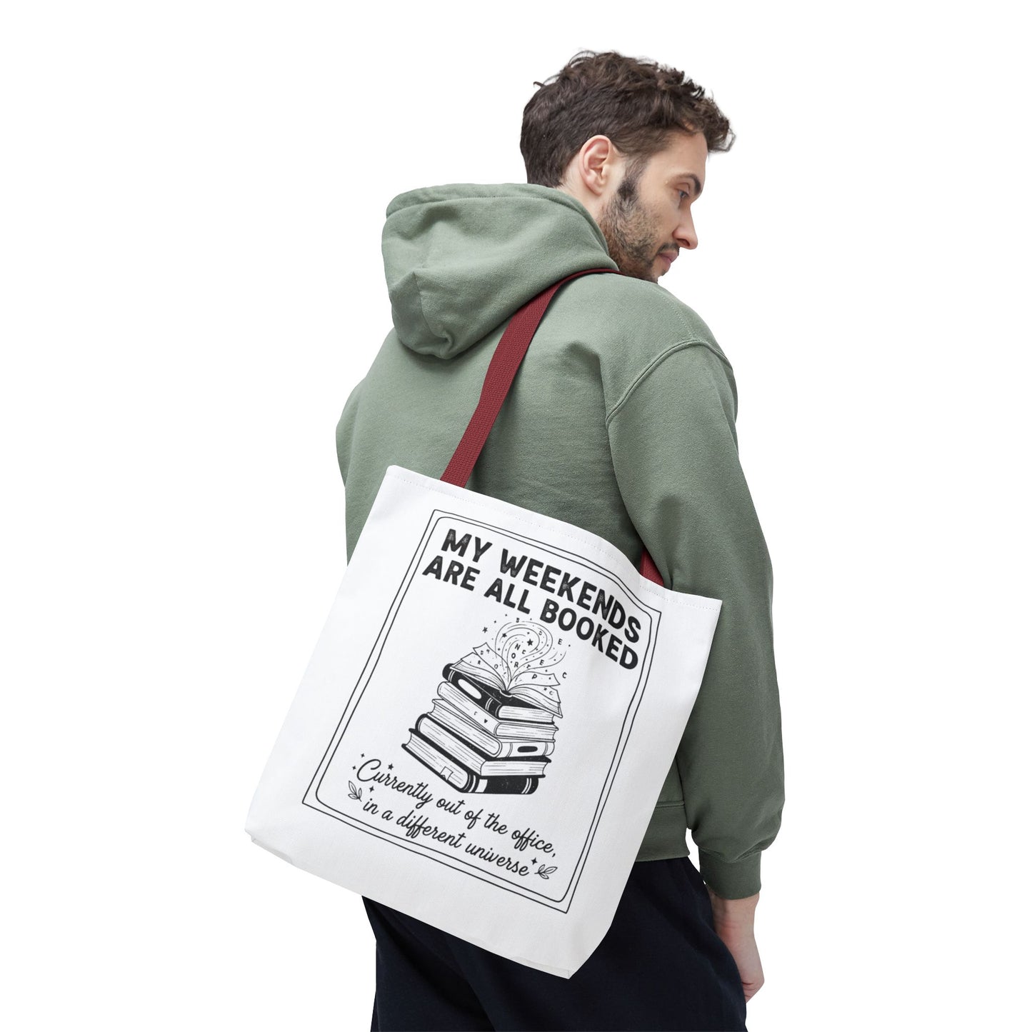My Weekends Are All Booked Tote Bag | Funny Book Lover Gift | Bibliophile Aesthetic Canvas Bag | Literary Out of Office Tote