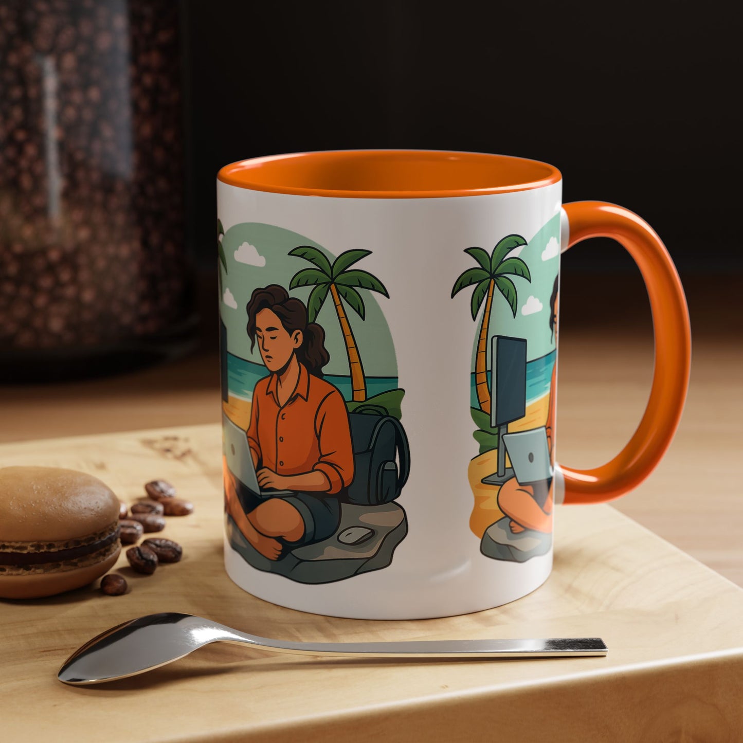 “Be Beautiful” Black-Trim Ceramic Coffee Mug