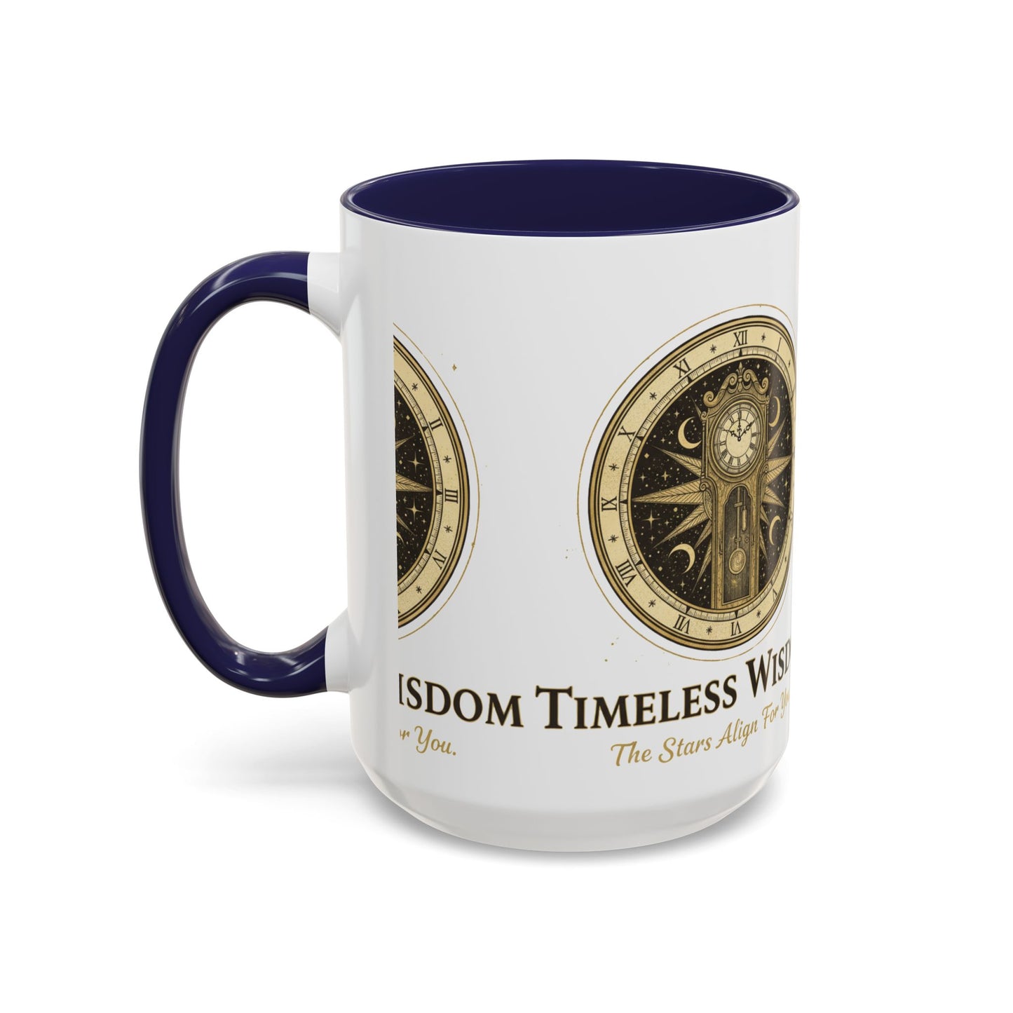 Vintage Celestial Clock Ceramic Coffee Mug | Timeless Wisdom Gift