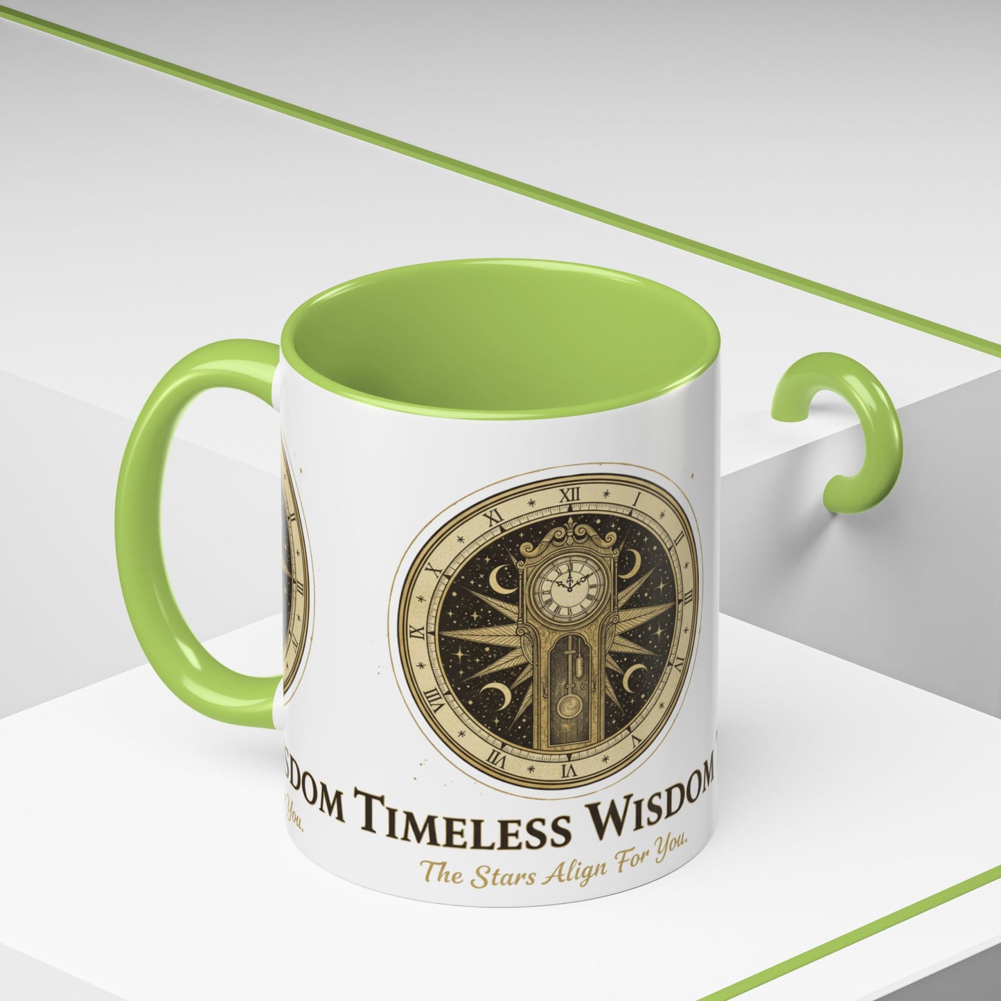 Vintage Celestial Clock Ceramic Coffee Mug | Timeless Wisdom Gift