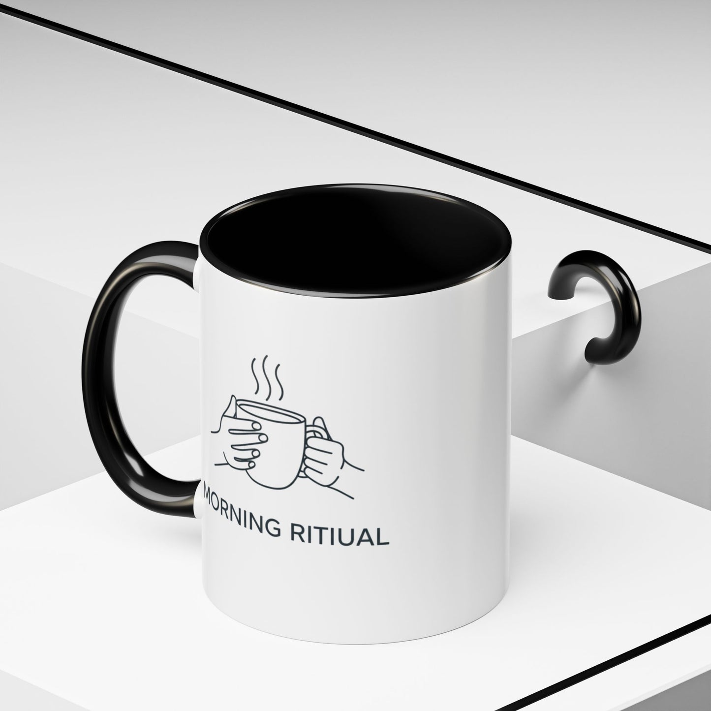 “Morning Ritual” Ceramic Coffee Mug, 11oz Accent Cup