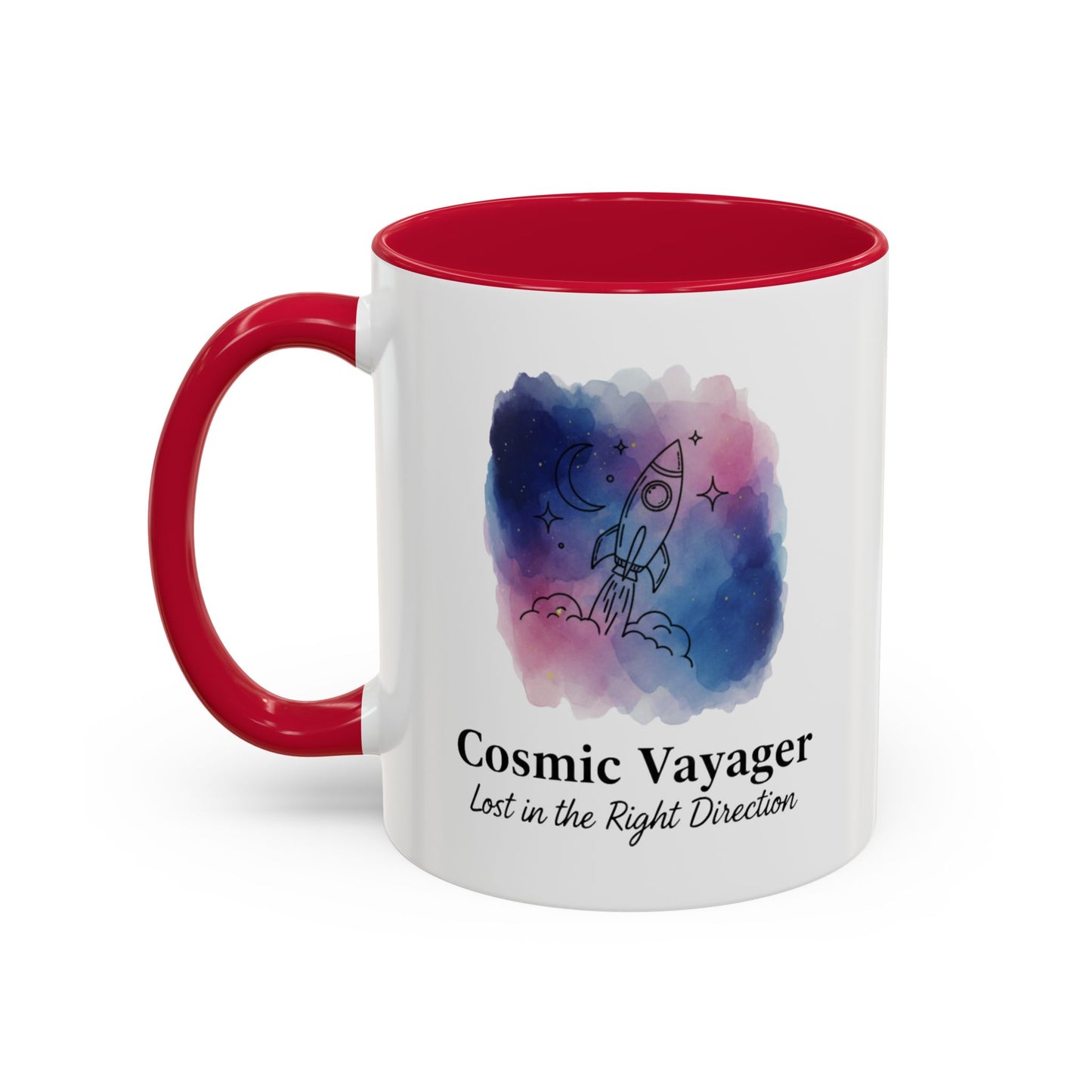 Cosmic Voyager Ceramic Coffee Mug – Space Rocket Art