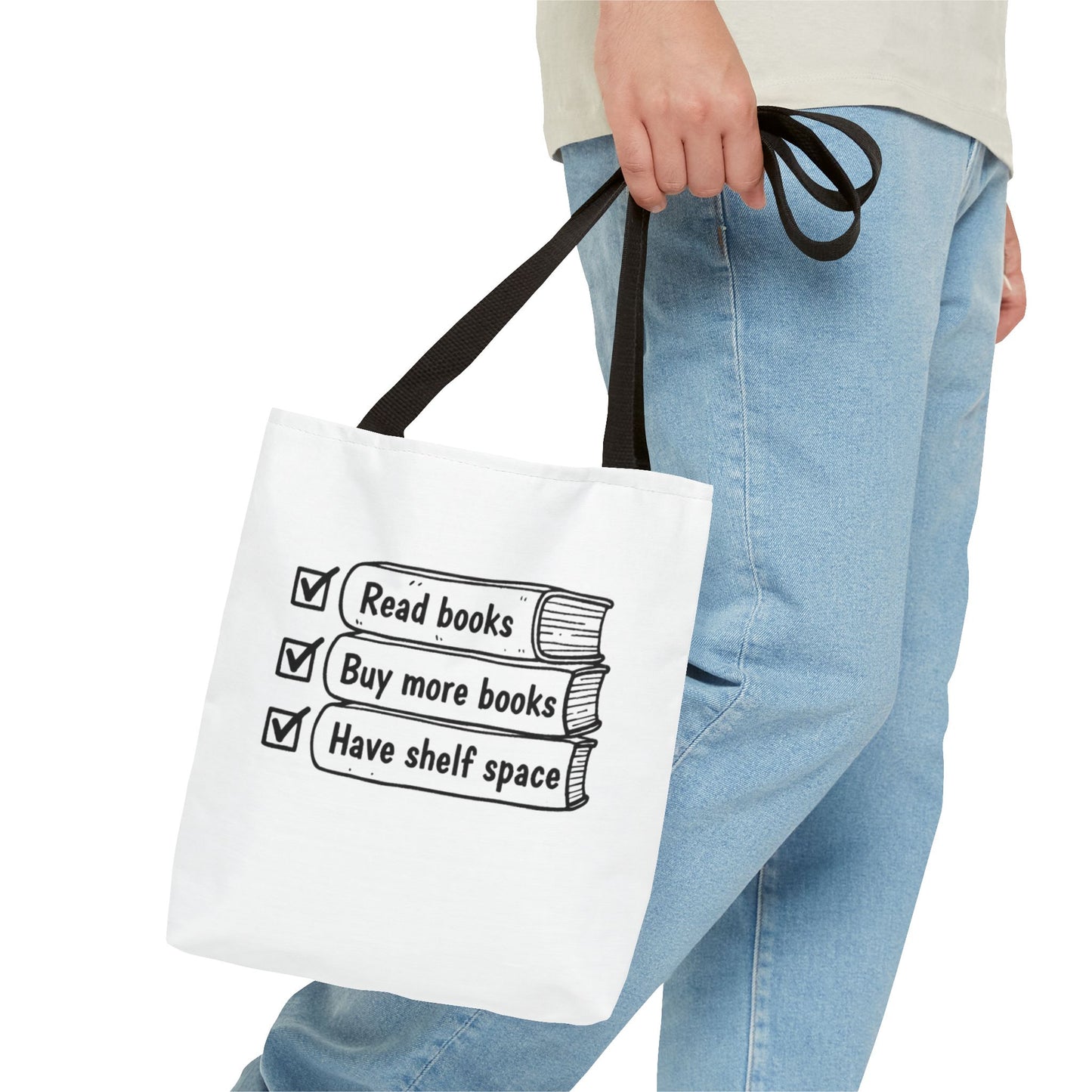 Booklover Tote Bag — "Read books, Buy more books, Have shelf space"