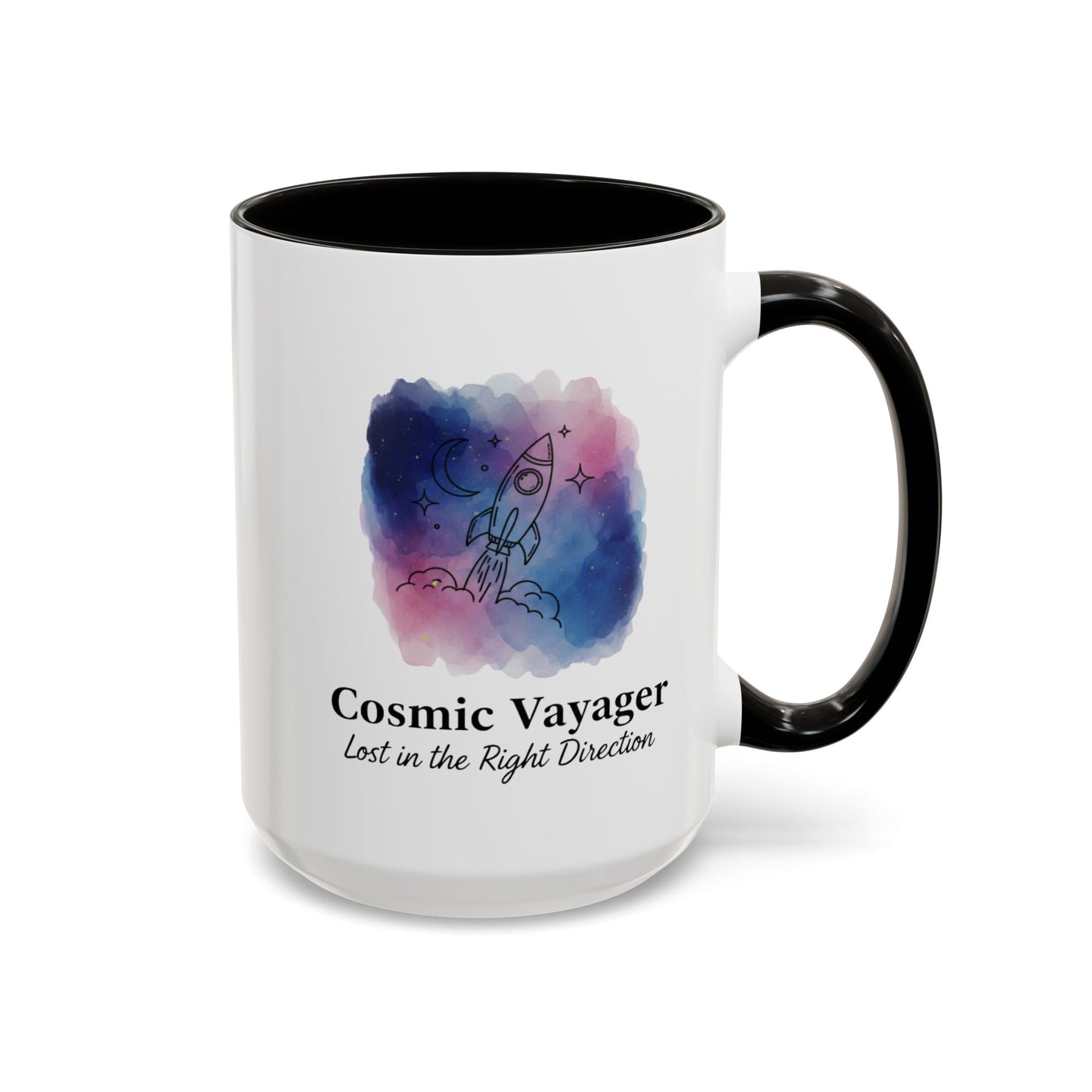 Cosmic Voyager Ceramic Coffee Mug – Space Rocket Art