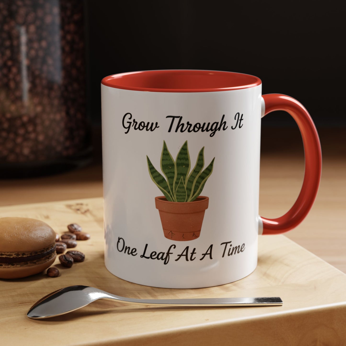 Grow Through It Coffee Mug “One Leaf At A Time” Plant Lover Ceramic Accent Mug