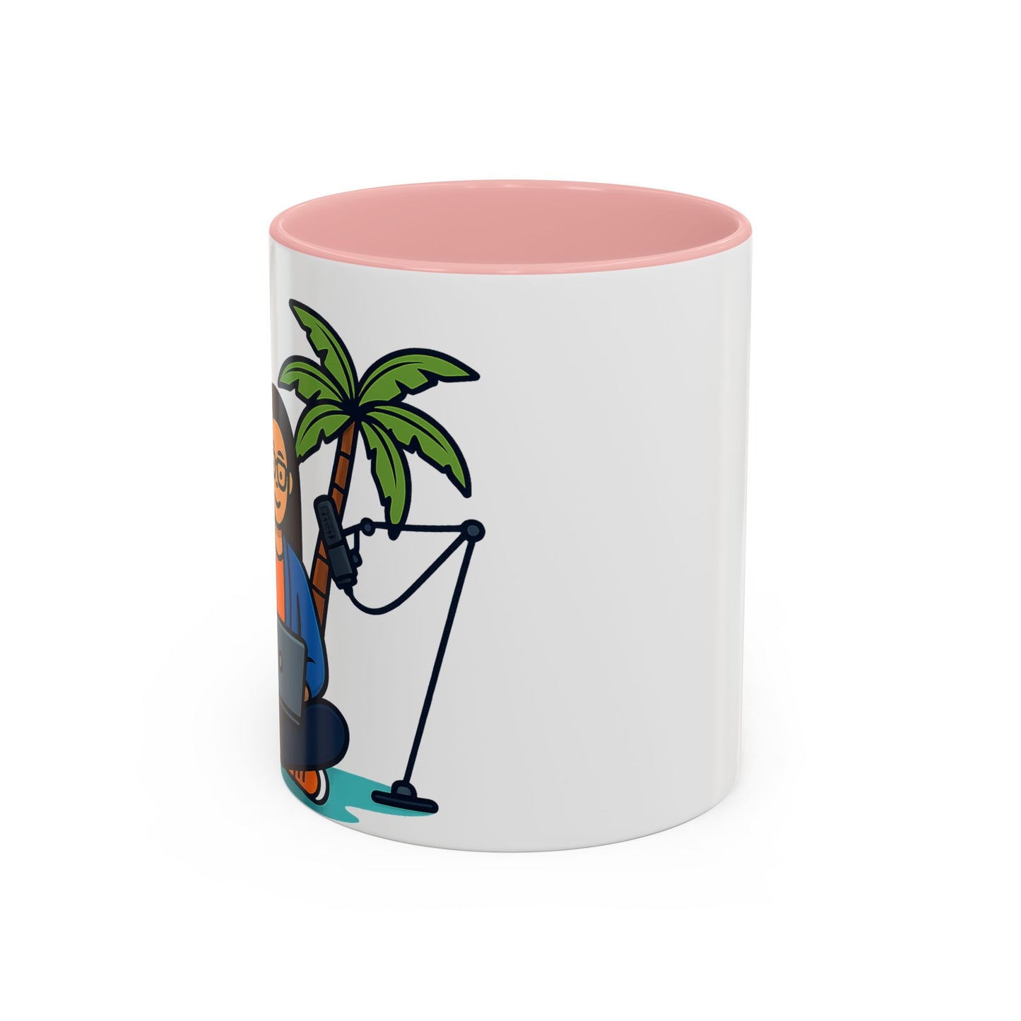 Island Podcast Coffee Mug Tropical Podcaster Illustration Ceramic Accent Mug