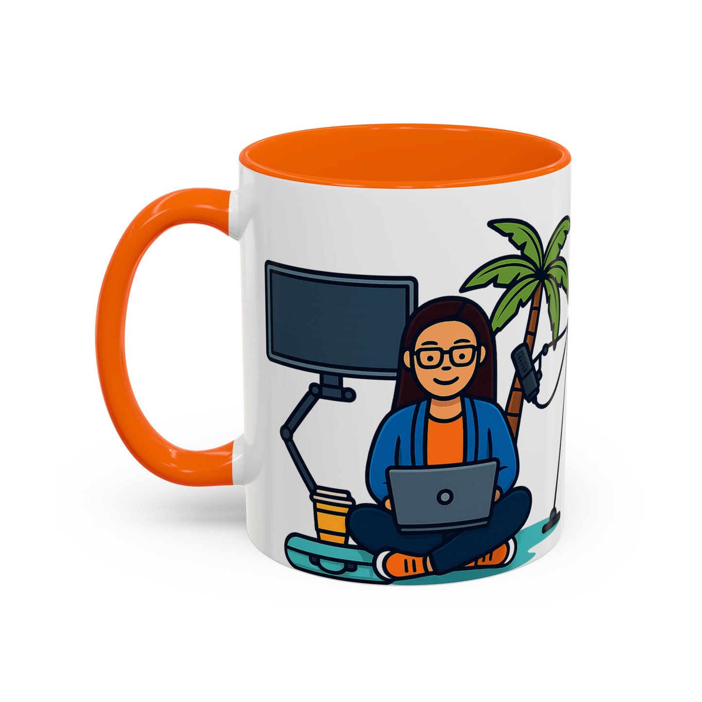 Island Podcast Coffee Mug Tropical Podcaster Illustration Ceramic Accent Mug