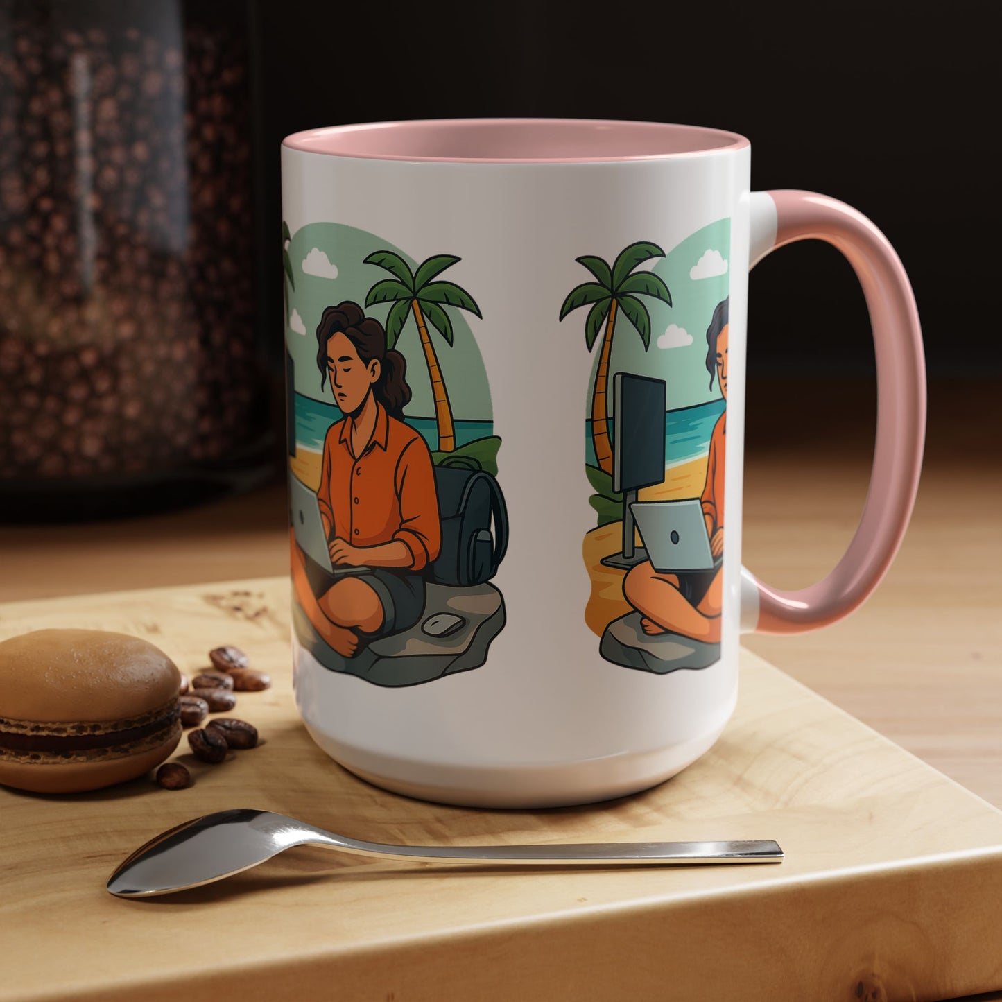 “Be Beautiful” Black-Trim Ceramic Coffee Mug