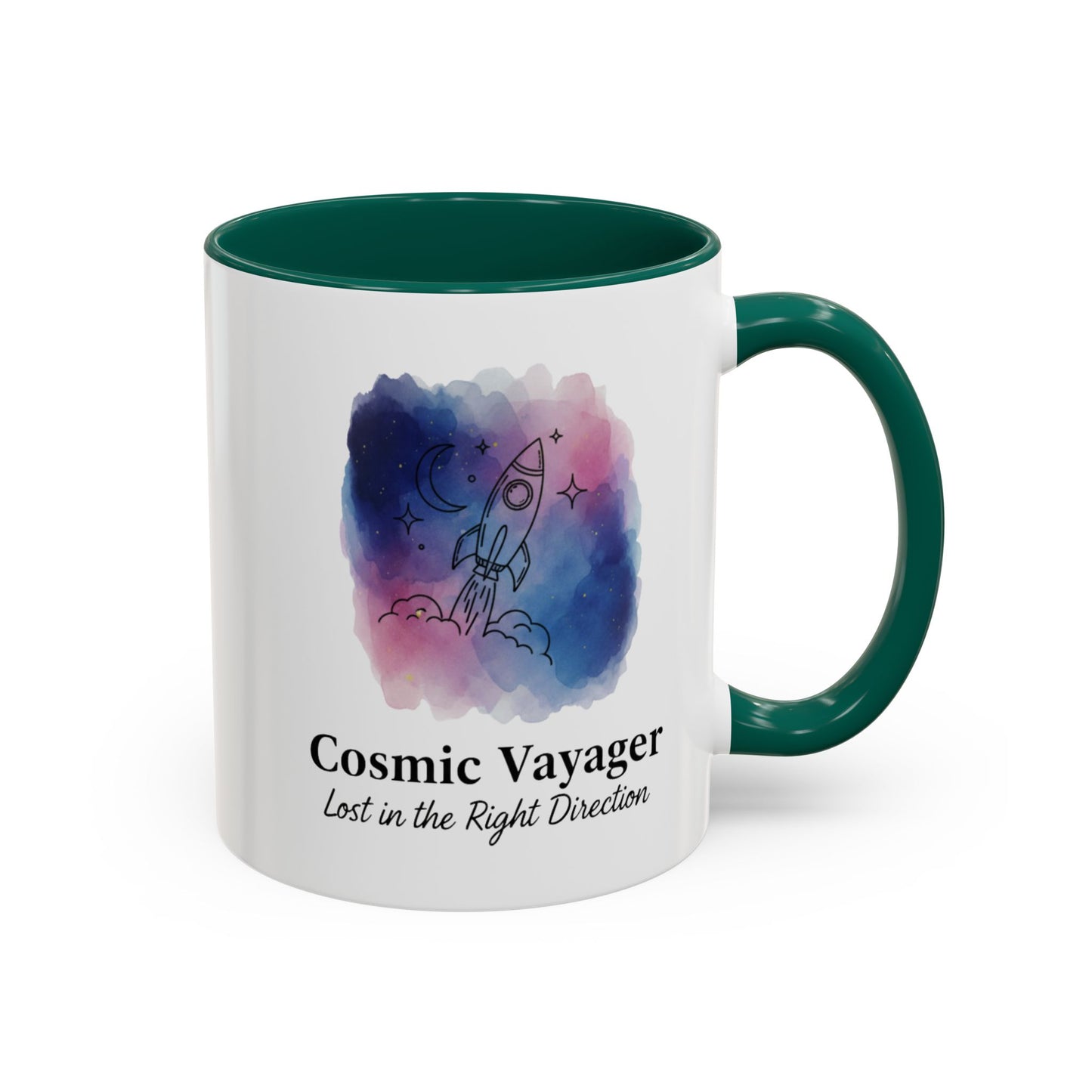 Cosmic Voyager Ceramic Coffee Mug – Space Rocket Art
