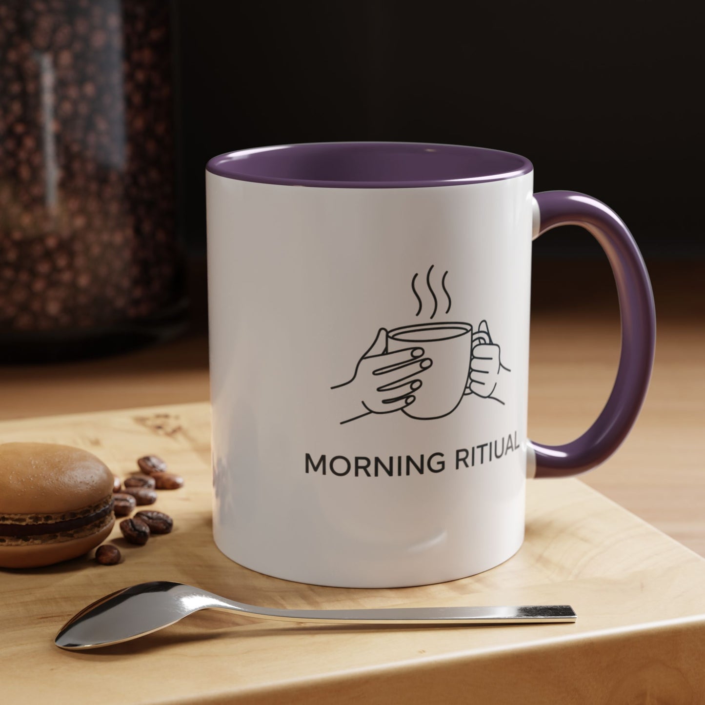 “Morning Ritual” Ceramic Coffee Mug, 11oz Accent Cup