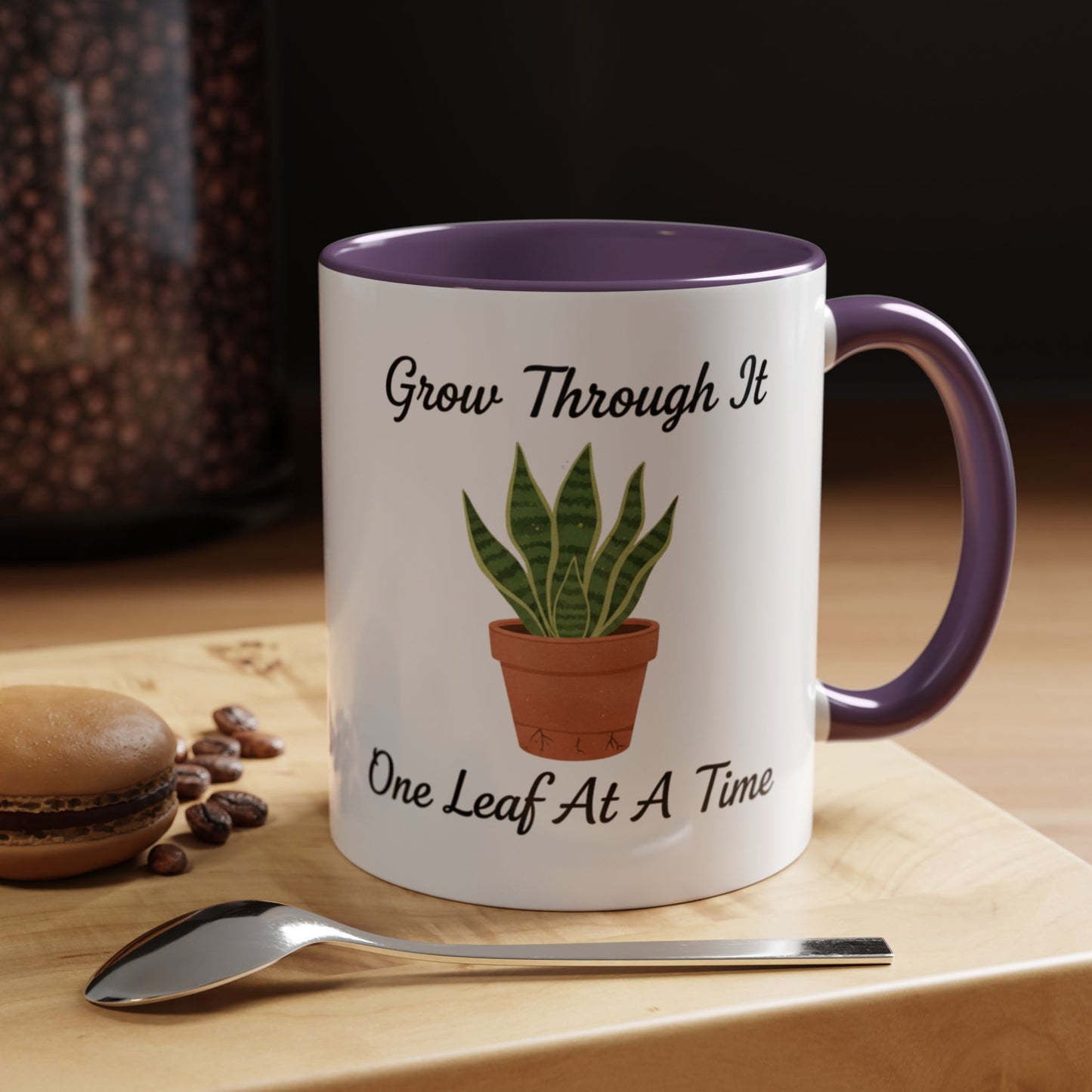 Grow Through It Coffee Mug “One Leaf At A Time” Plant Lover Ceramic Accent Mug