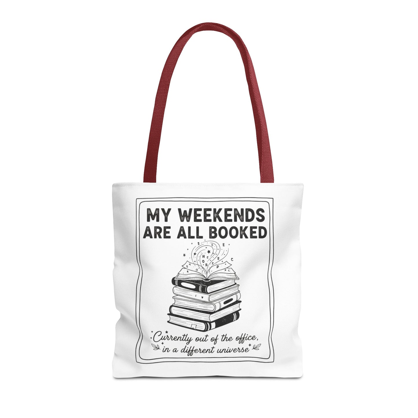 My Weekends Are All Booked Tote Bag | Funny Book Lover Gift | Bibliophile Aesthetic Canvas Bag | Literary Out of Office Tote