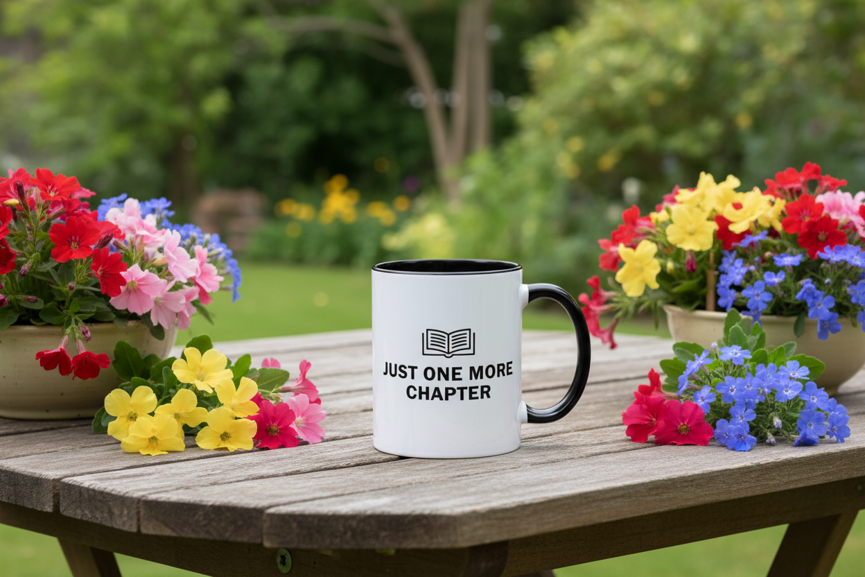 Book Lover Ceramic Coffee Mug - "Just One More Chapter" Reading Gift