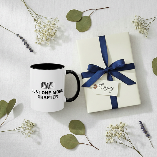 Book Lover Ceramic Coffee Mug - "Just One More Chapter" Reading Gift
