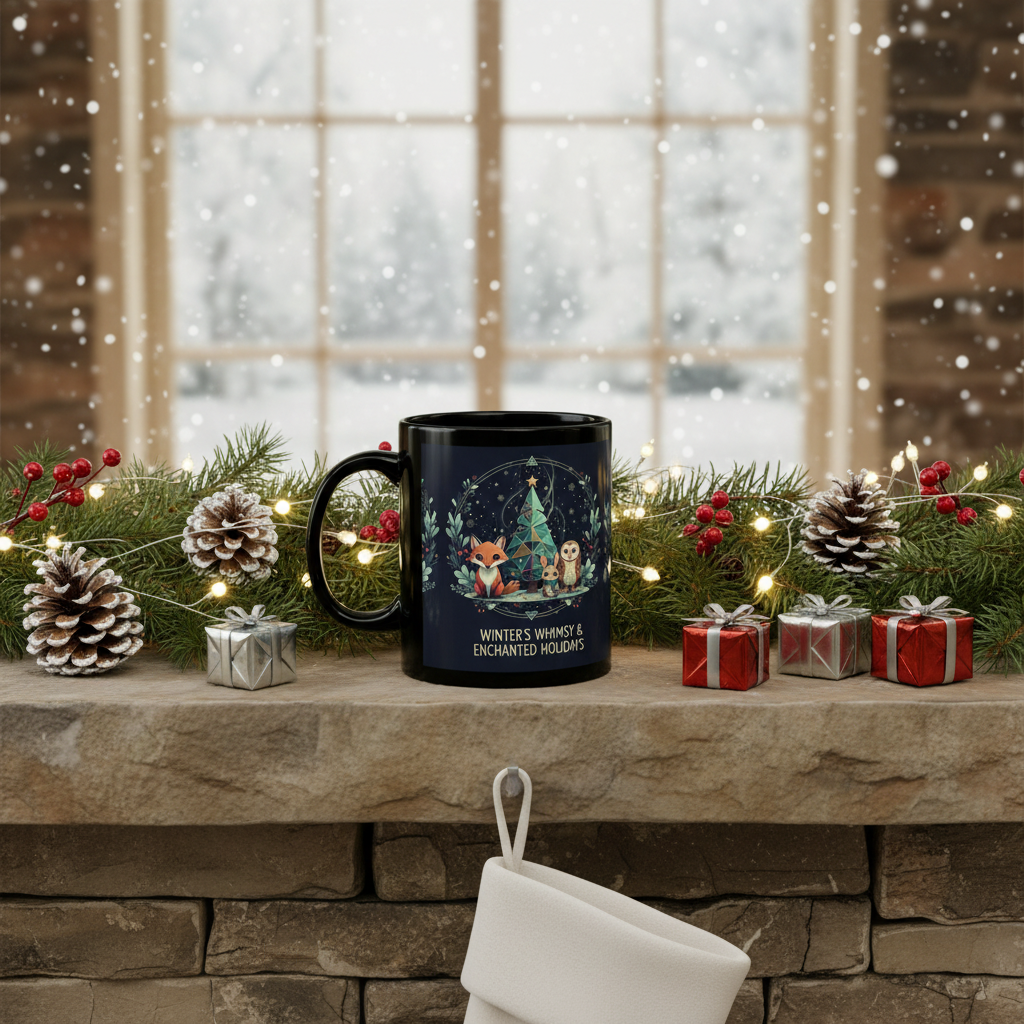 Enchanted Winter Fox & Owl Ceramic Coffee Mug | 15oz Holiday Gift