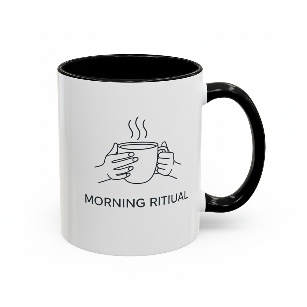 Mindful Morning Ritual Ceramic Coffee Mug | 11oz White Gift Cup