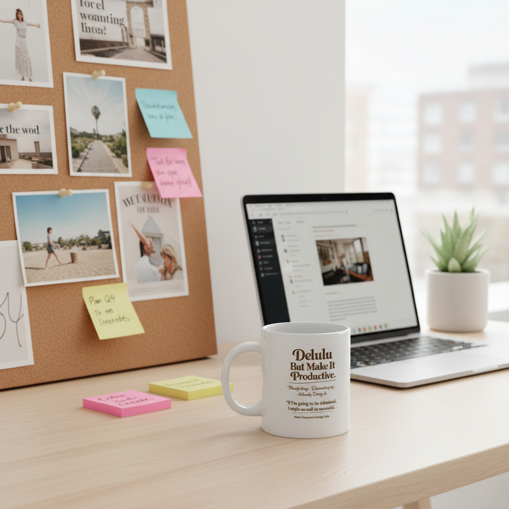 Delulu But Make It Productive Mug – Main Character Energy Coffee Cup – Funny Motivational Gift for Best Friend, Student, Entrepreneur