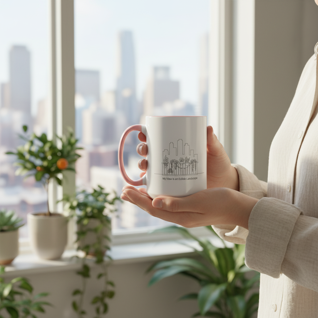 City Skyline Ceramic Coffee Mug, 11/15 oz Minimalist Design