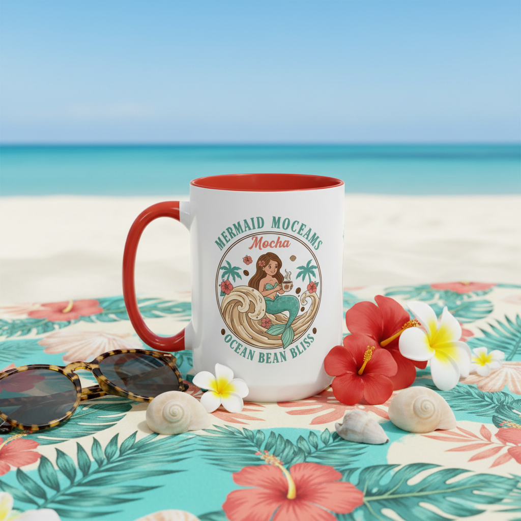 Tropical Palm Ceramic Coffee Mug | Paradise Awaits Beach Gift