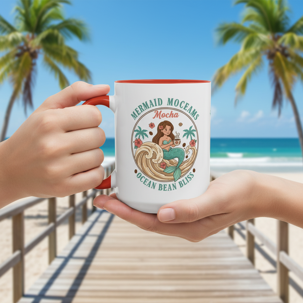 Tropical Palm Ceramic Coffee Mug | Paradise Awaits Beach Gift