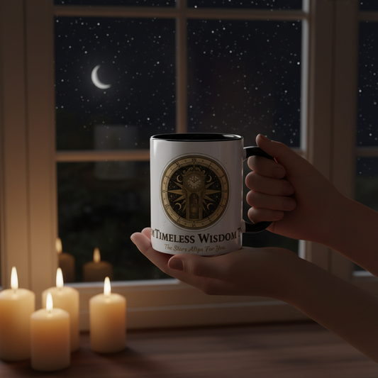 Vintage Celestial Clock Ceramic Coffee Mug | Timeless Wisdom Gift