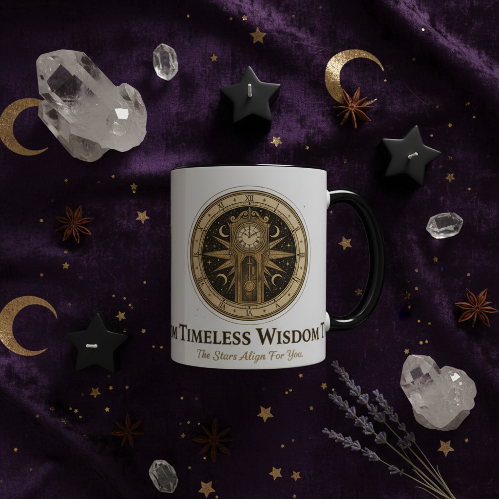Vintage Celestial Clock Ceramic Coffee Mug | Timeless Wisdom Gift