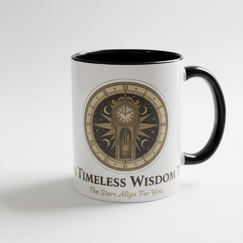 Vintage Celestial Clock Ceramic Coffee Mug | Timeless Wisdom Gift