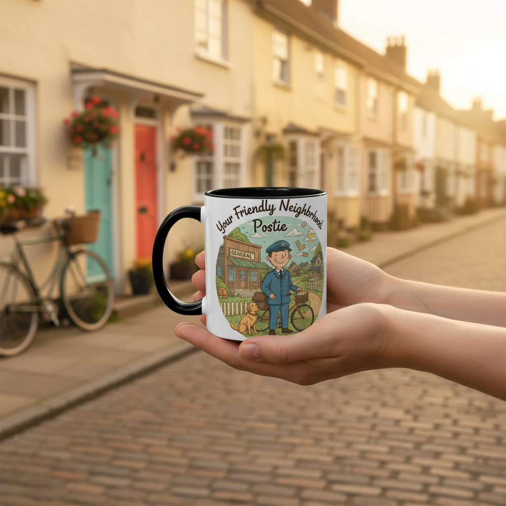 Cozy Neighborhood Coffee Mug Vintage Bike & Cottage Ceramic Accent Mug