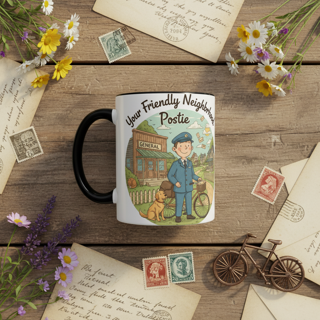 Cozy Neighborhood Coffee Mug Vintage Bike & Cottage Ceramic Accent Mug