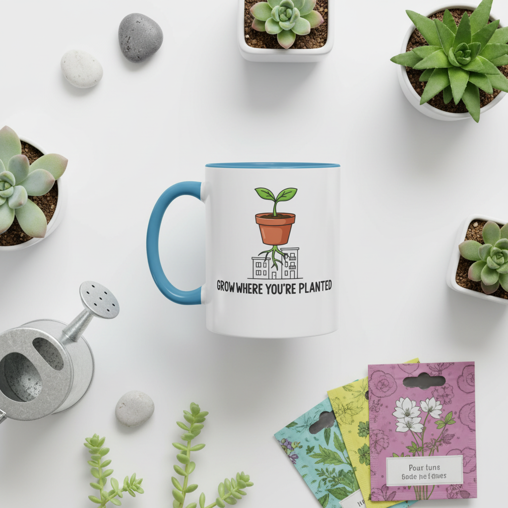 Watered & Well Planted Ceramic Coffee Mug | Plant Lover Gift